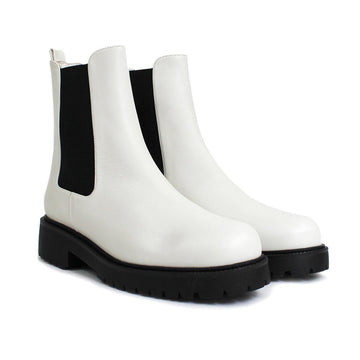 KEOPS Cow Leather & Elastic White Black