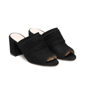 INES Black Leather Suede
