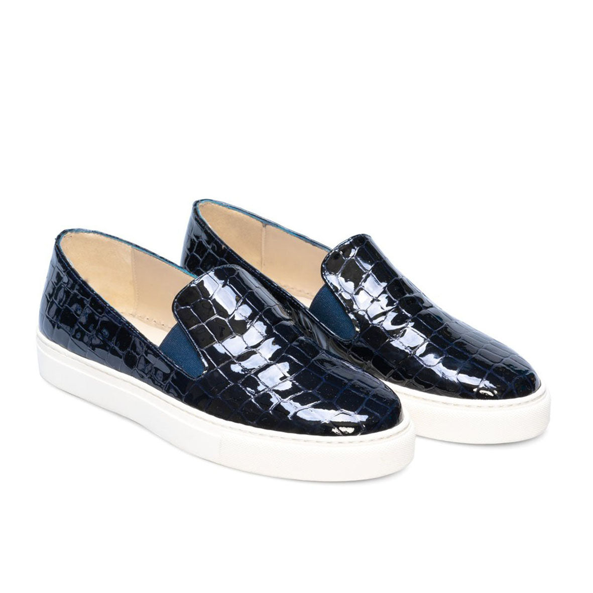 BEATRIZ Navy Croco Leather Patent